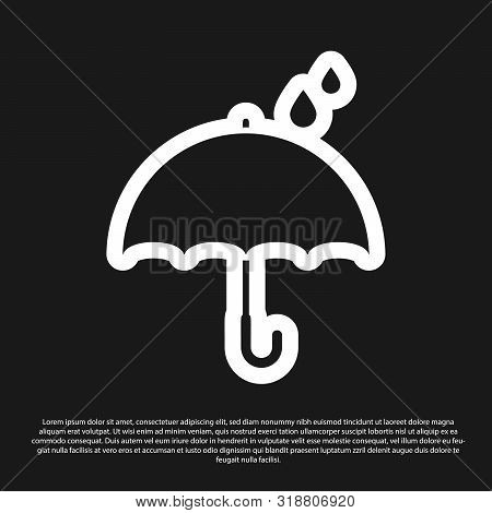 Black Umbrella And Rain Drops Icon Isolated On Black Background. Waterproof Icon. Protection, Safety