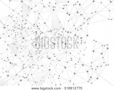 Social Media Communication Digital Concept. Network Nodes Greyscale Plexus Background. Global Social