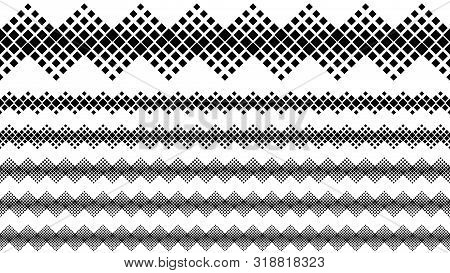 Geometrical Square Pattern Divider Line Set - Black And White Abstract Vector Design Elements From D