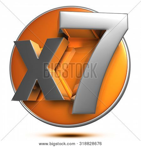 X7 3d Rendering On The Orange Circle Behind The White Background .(with Clipping Path).