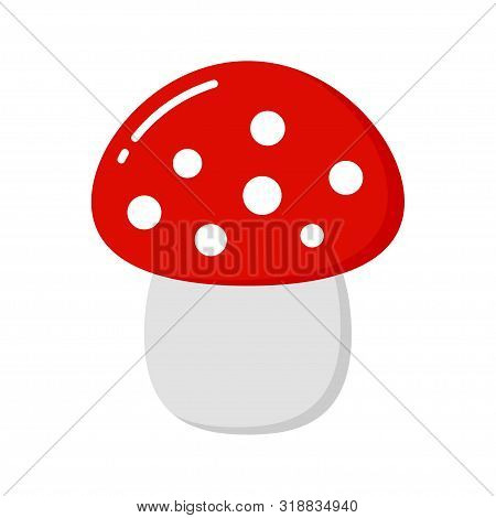Funny Little Cute Mushroom. A Amanita, Grebe. Cartoon Vector Illustration