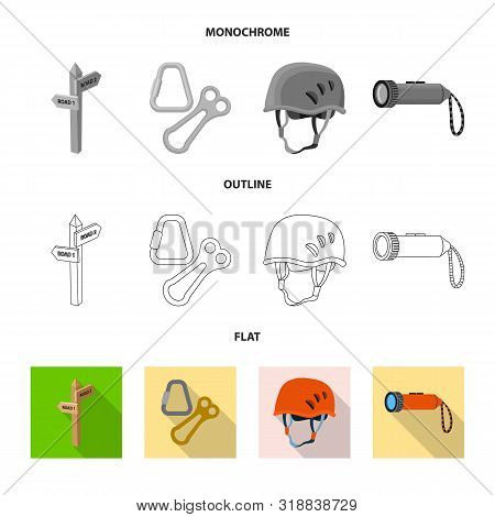Isolated Object Of Mountaineering And Peak Sign. Collection Of Mountaineering And Camp Vector Icon F