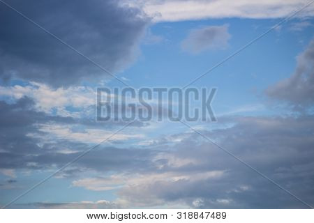 Bright Blue Cloudy Sky In A Rainy Season.
