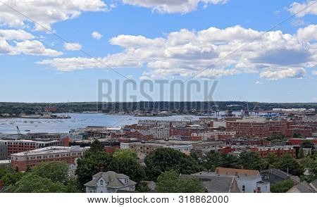 Portland City Skyline, From Portland Observatory On Munjoy Hill In Portland, Maine