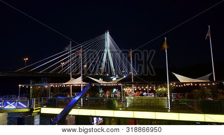 Warsaw, Poland. 25 August 2019. Vistulan Boulevards On The Western Side Of The River Vistula In Wars