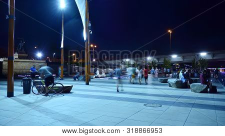 Warsaw, Poland. 25 August 2019. Vistulan Boulevards On The Western Side Of The River Vistula In Wars
