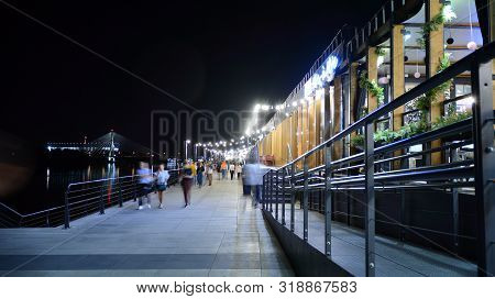 Warsaw, Poland. 25 August 2019. Vistulan Boulevards On The Western Side Of The River Vistula In Wars