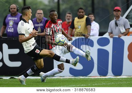 Rio, Brazil - August 25, 2019: Arboleda Player In Match Between Vasco And Sao Paulo By The Brazilian
