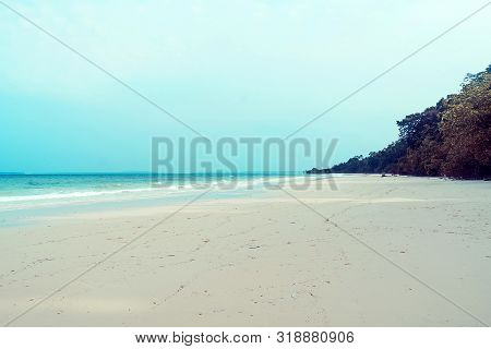 Tropical Andaman Seascape Scenic Off Mai Khao Beach And Wave Crashing On Sandy Shore In Phuket Thail
