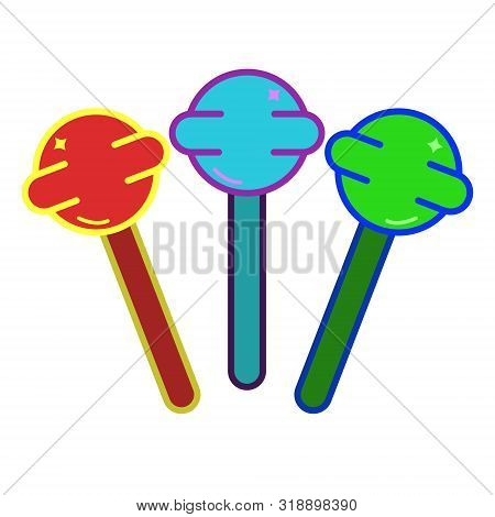Several Multi-colored Candy Chupa Chups Lollipops For Children For Halloween Candy Or Life Vector Il