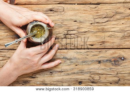 Yerba Mate Tea In A Calabash Gourd