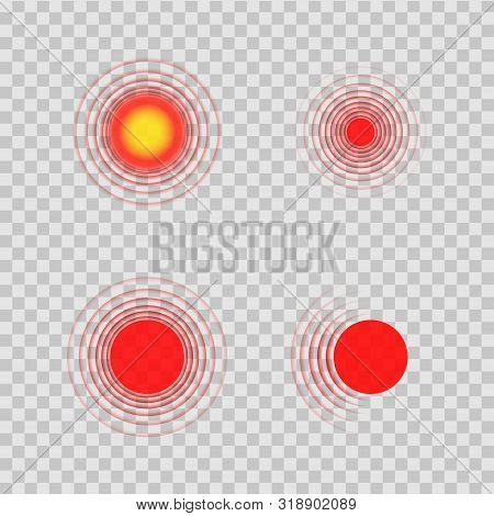 Pain Red Circle Or Mark Of Localization Throat. Joint Sore Pain. Red Aching Place Sign For Medical T