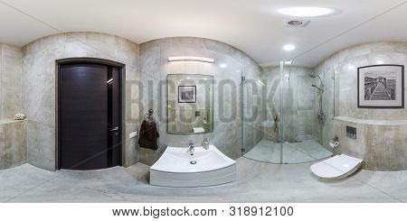 Minsk, Belarus - May, 2018: Full Seamless Hdri Panorama 360 Degrees Angle View In Interior Of Bathro