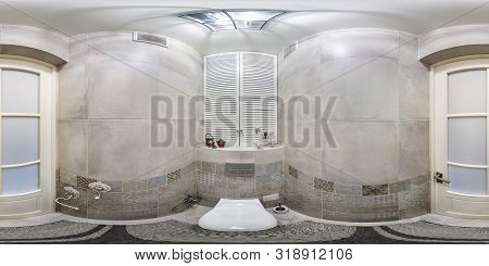 Minsk, Belarus - May, 2018: Full Seamless Hdri Panorama 360 Degrees Angle View In Interior Of Bathro