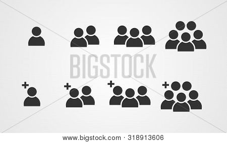 Set Of People Group Icons In Cool Flat Style Isolated On Gray Background. Vector Illustration.