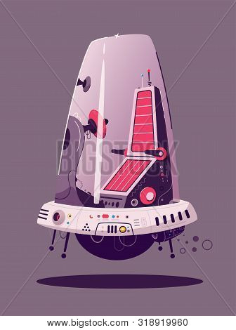 Hover Car Flat Vector Illustration. Futuristic Cartoon Airmobile