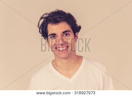 Portrait Of Young Attractive Cheerful Man With Smiling Happy Face. Human Expressions And Emotions