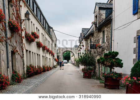 Rochefort-en-terre , France - July 26, 2018: View Of The Picturesque Medieval Village, One Of The Mo