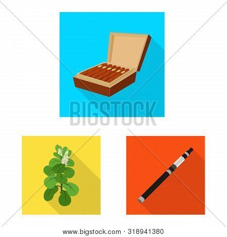 Vector Illustration Of Smoke And Statistics Symbol. Collection Of Smoke And Stop Vector Icon For Sto