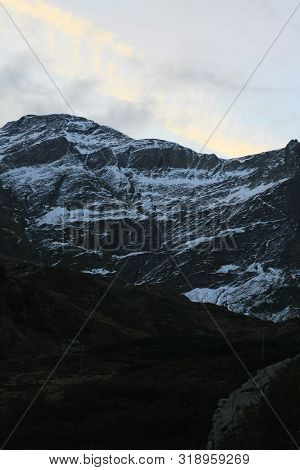 Snowcapped Mountains Seen From A Mountain Road In Switzerland, Europe
