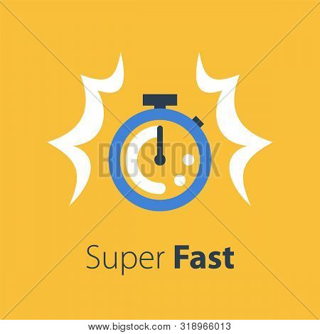 Fast Time, Stop Watch Speed, Quick Delivery, Express And Urgent Services, Deadline And Delay, Vector