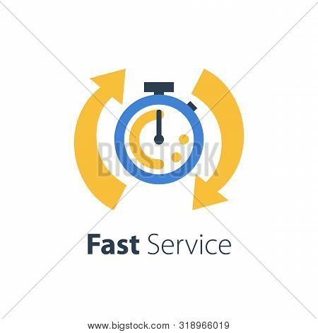 Fast Time, Stop Watch Speed, Quick Delivery, Express And Urgent Services, Deadline And Delay, Vector