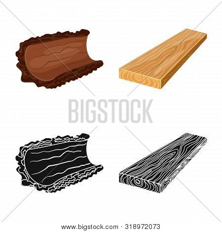 Vector Design Of Tree And Raw Icon. Set Of Tree And Construction Vector Icon For Stock.