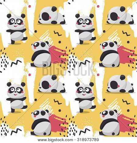 Seamless Cute Scandinavian Pattern Panda Color Baby