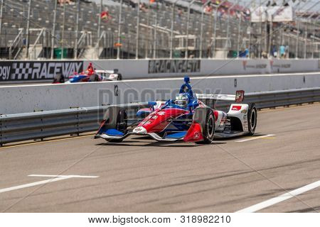 August 23, 2019 - Madison, Illinois, USA: TONY KANAAN (14) of Salvador, Brazil  practices for the Bommarito Automotive Group 500 at World Wide Technology Raceway in Madison, Illinois.