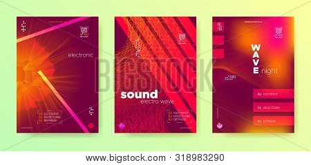 Sound Wave Flyer. Electronic Beat. Dance Music Cover. Red Dj Concert. Warm Abstract Banner. Electron