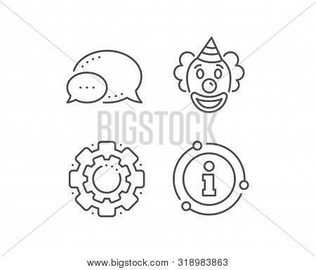 Clown Line Icon. Chat Bubble, Info Sign Elements. Amusement Park Funnyman Sign. Linear Clown Outline