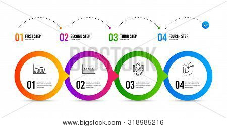Money Diagram, Infographic Graph And Confirmed Line Icons Set. Timeline Infographic. Painting Brush 
