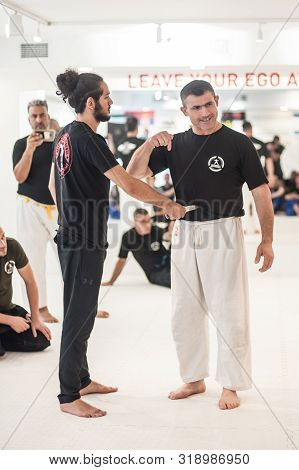 Kapap Instructor Altin Qoku, Demonstrates Disarm Techniques Against Knife Attack