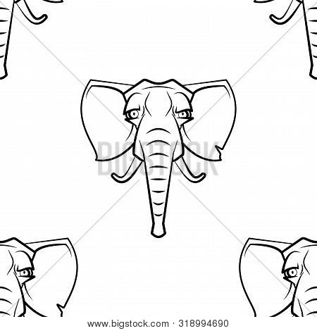 Funny Cartoon Elefant Character. Seamless Pattern. Design Template For Wallpapers, Wrapping, Textile