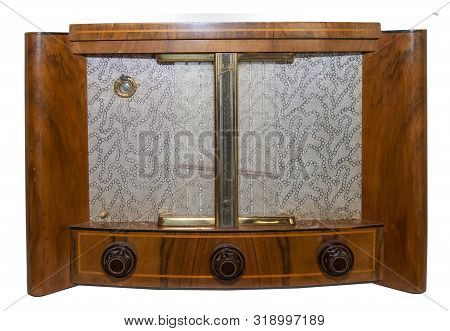 Mid 20th Century Radio Receiver - Isolated On White