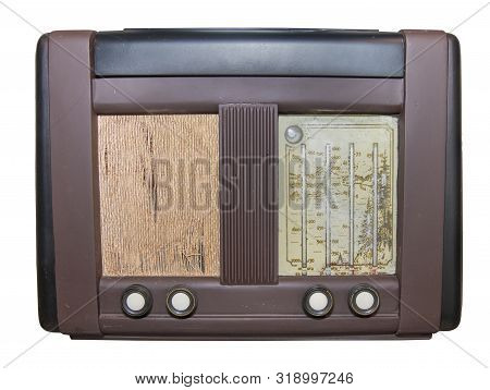 Mid 20th Century Radio Receiver - Isolated On White