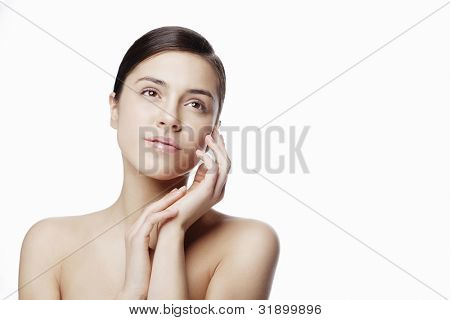 fris gezicht met natuurlijke make-up, geen filters die worden gebruikt op de huid