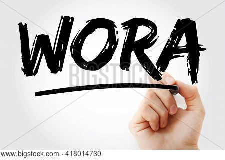 Wora - Write Once Run Anywhere Acronym With Marker, Technology Concept Background