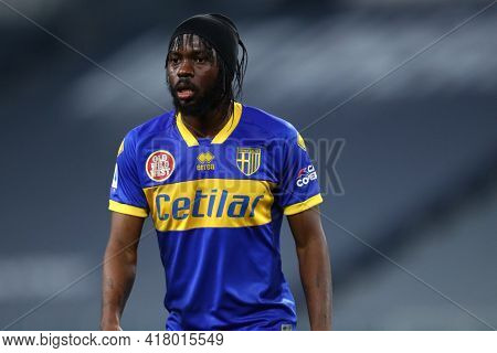 Torino, Italy. 21 April 2021. Gervinho Of Parma Calcio  During The Serie A Match Between Juventus Fc