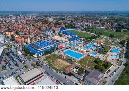 Jagodina drone view, Serbia aerial photo. Summer day