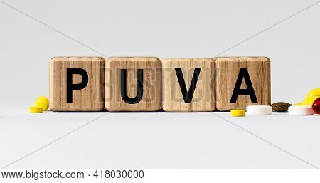 Cubes With The Word Puva On Them. Care Concept.