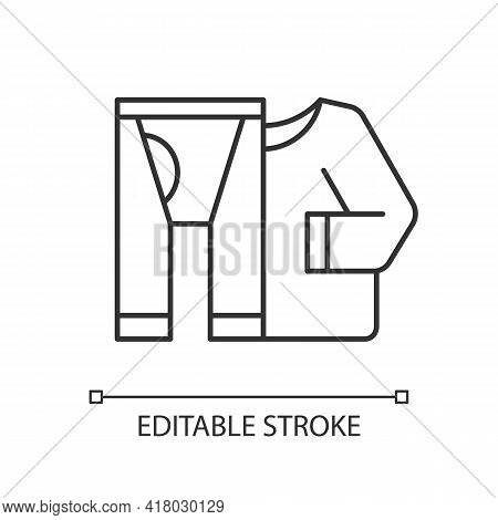 Thermal Underwear Linear Icon. Sportswear And Thermo Clothing. Leggins And Shirt For Tourist. Thin L