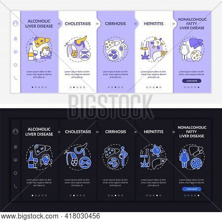 Hepatic Illness Types Onboarding Vector Template. Responsive Mobile Website With Icons. Web Page Wal