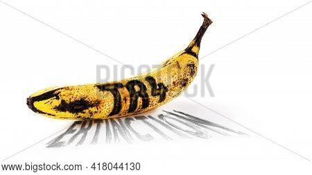 Banana Contaminated By Fusarium Oxysporum, Text In English Written Name Of The Disease: Tr 4 And Ext