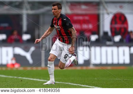 Milano, Italy. 18th April 2021. Mario Mandzukic Of Ac Milan  During The Serie A Match Between Ac Mil