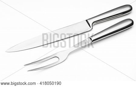Modern Stainless Steel Knife And Fork For Carving Meats (cutlery For Carving Turkey) (kitchen Object