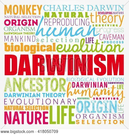 Darwinism Word Cloud Collage, Education Concept Background