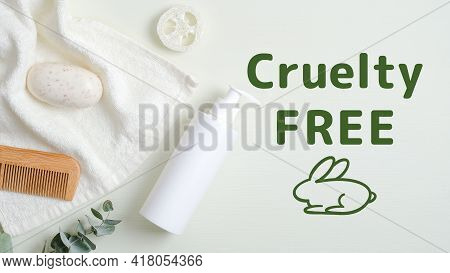 Natural Organic Spa Cosmetics Set With Green Leaves. Cruelty Free Beauty Products For Hair Care. No 