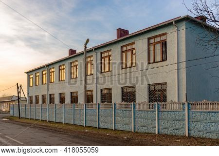 The Village Of Khanskaya. Russia. Winter 2020. Maikop Polytechnic Technical School. One Of The Build