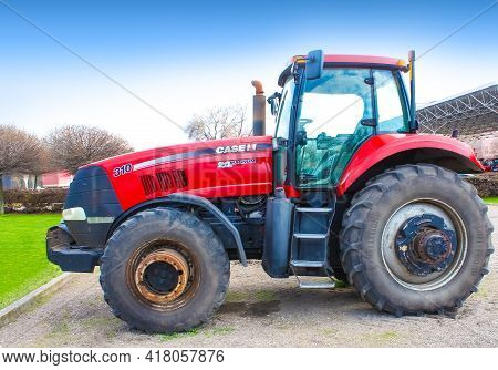 Kyiv, Ukraine - August 2, 2020: Case Ih Tractor 225 And Logo At Kyiv, Ukraine On August 2, 2020.